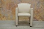 ZGANieuw cremekleurige leren Jori Vinci verrijdbare fauteuil, Design, Leer, 75 tot 100 cm, Zo goed als nieuw