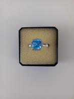 Zilveren Ring Blauwe Steen, 18 tot 19, Ophalen of Verzenden, Zo goed als nieuw, Dame