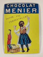 Chocolat Menier Franse reclamekaart van metaal, Reclamebord, Ophalen of Verzenden, Zo goed als nieuw