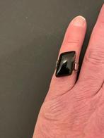 Zwarte Onyx zilveren ring, Ophalen, Gebruikt, 17 tot 18, Dame of Heer