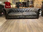 Stoere industriële Chesterfield 3 Zits bank Vintage Zwart, Antiek en Kunst, Ophalen of Verzenden