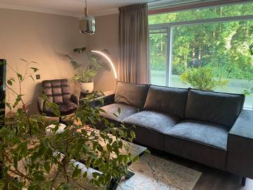 Aangeboden bank groen van stof.
