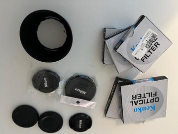 diverse uv filters, zonnekap, deksels (gebruikt voor Nikon) beschikbaar voor biedingen