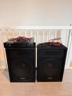 Luidspreker set + versterker (1500 watt), Gebruikt, 120 watt of meer, Front, Rear of Stereo speakers, Ophalen