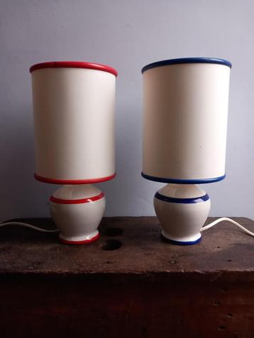 vintage lampjes jaren 80 Frans tafellamp rood blauw Bretons beschikbaar voor biedingen