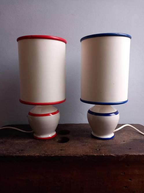 vintage lampjes jaren 80 Frans tafellamp rood blauw Bretons, Huis en Inrichting, Lampen | Tafellampen, Verzenden