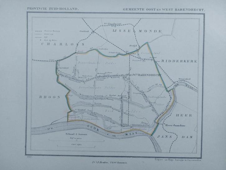 AG12 / Litho van J. Kuyper uit 1867 van Barendrecht ZH, Antiek en Kunst, Kunst | Litho's en Zeefdrukken, Ophalen of Verzenden