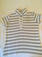 Grijs/wit gestreept Polo shirt, Maat 42/44 (L), Ophalen of Verzenden, Zo goed als nieuw, Korte mouw