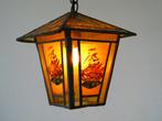Glas in lood hanglamp lamp met schepen koopvaardijschepen, Antiek en Kunst, Antiek | Lampen, Ophalen of Verzenden