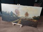 Schilderij landschap in herfstkleuren op doek. H. Koster, Antiek en Kunst, Ophalen of Verzenden
