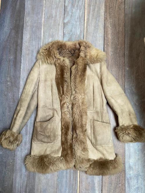 3/4  jas van echte schapenvacht 42 camel vintage, Kleding | Dames, Jassen | Winter, Gedragen, Maat 42/44 (L), Bruin, Verzenden