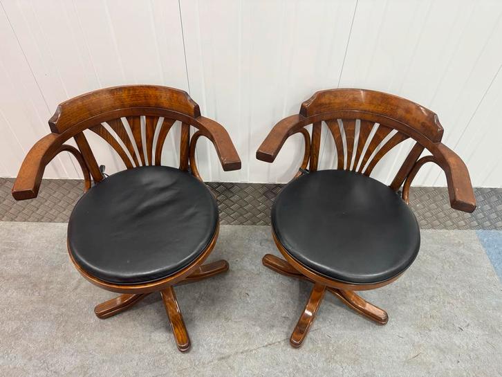 Thonet-stijl Kapiteinsstoelen - Set van 2, Huis en Inrichting, Stoelen, Gebruikt, Twee, Hout, Bruin, Ophalen of Verzenden