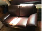 2 sits Bankstel leerlook bruin, Ophalen, 150 tot 200 cm, Tweepersoons, 75 tot 100 cm