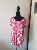 Leuke fleurige bloemen flower top t-shirt 44 46 rekt mee, Verzenden, Wit, Maat 46/48 (XL) of groter, Korte mouw