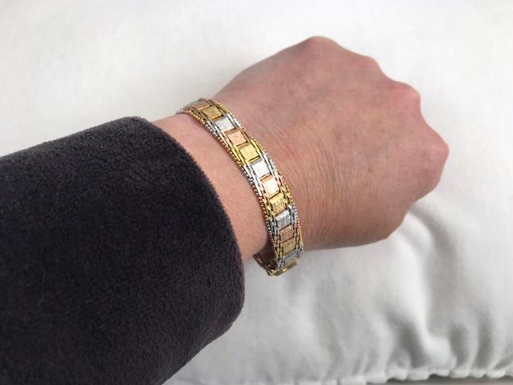 Armband 1e gehalte zilver. Tricolore. ✨ Ongedragen, Sieraden, Tassen en Uiterlijk, Armbanden, Zo goed als nieuw, Zilver, Zilver
