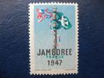 Postzegels scouting sluitzegel wereld Jamboree 1947 postfris, Ophalen of Verzenden, Zo goed als nieuw, Overige typen