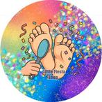 L253 ouwel voeten vijl 20x4,7cm eetbare cupcake rondjes, Ophalen of Verzenden, Nieuw, Cupcakes, Versiering