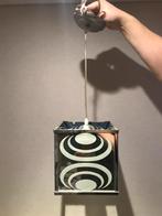 Hanglamp vierkant modern spiegel glas cirkel patroon zilver, Huis en Inrichting, Ophalen of Verzenden, Glas bloem, Minder dan 50 cm