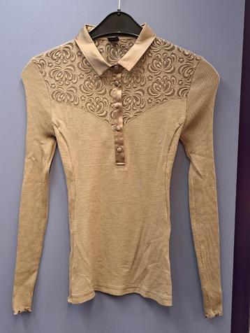 Oscalito longsleeve top beige met kant + satin mt S nr 47051 beschikbaar voor biedingen