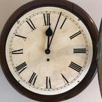 Antiek Klok met romeinse cijfers 43,5 cm doorsnee/ bruin, Ophalen of Verzenden