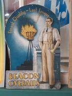 Beacon overalls reclamebord karton antiek, Verzamelen, Ophalen of Verzenden, Gebruikt, Reclamebord
