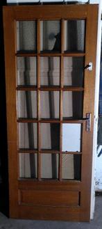 Hardhouten deur met raampjes., Doe-het-zelf en Verbouw, Deuren en Horren, Ophalen, Gebruikt, Binnendeur, 200 tot 215 cm