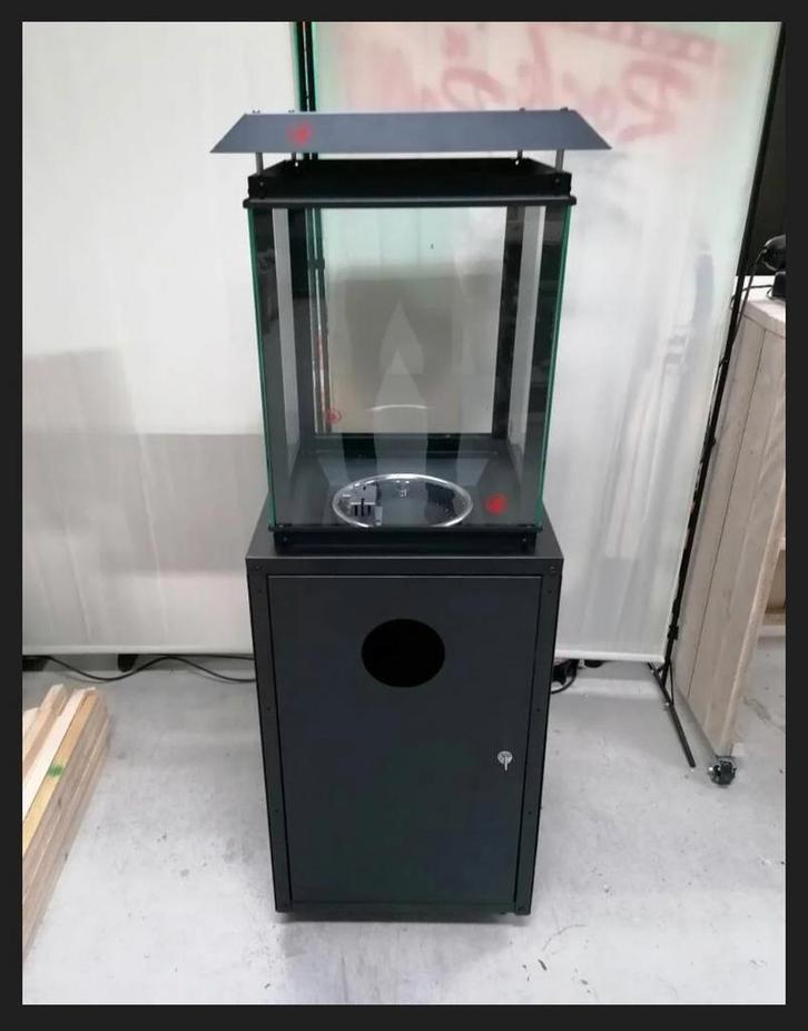 Vuurtafel-vuurzuil met RVS brander en glazen ombouw, Tuin en Terras, Terrasverwarmers, Nieuw, Vloer, Ophalen