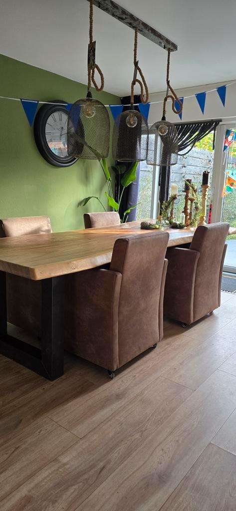 4x Leren Eetkamerstoelen, Huis en Inrichting, Stoelen, Ophalen of Verzenden