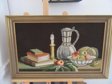 Geborduurd schilderij/stilleven. beschikbaar voor biedingen