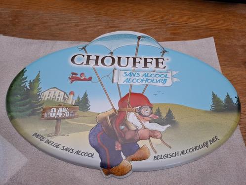 Reclamebord Chouffe (kabouter met parachute), Verzamelen, Biermerken, Nieuw, Reclamebord, Plaat of Schild, Overige merken, Ophalen of Verzenden