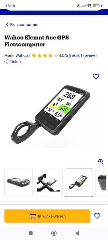 Wahoo Elemnt Ace GPS Fietscomputer beschikbaar voor biedingen