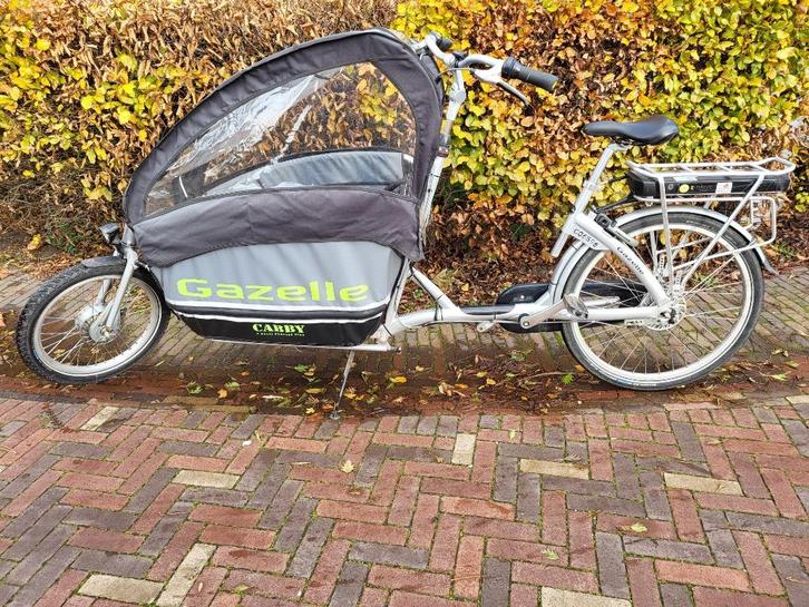 Gazelle Cabby e-bakfiets – test 34km (meer bij lagere stand), Fietsen en Brommers, Fietsen | Bakfietsen, Gebruikt, Gazelle, 2 kinderen