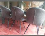3 leren eetkamerstoelen HACO in zeer goede staat, Ophalen, Metaal, Drie, Zo goed als nieuw