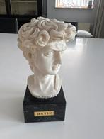 David Buste - Michelangelo Stijl - Kunsthars op Marmer Voets, Antiek en Kunst, Ophalen of Verzenden