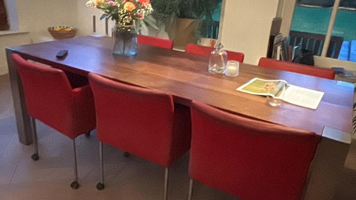6  Eetkamerstoelen Lucca Gelderland, Huis en Inrichting, Stoelen, Gebruikt, Vijf, Zes of meer stoelen, Stof, Rood, Ophalen