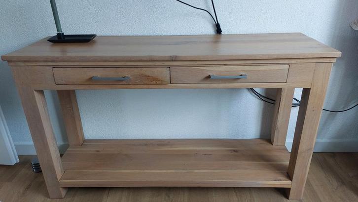 sidetable licht eiken, Huis en Inrichting, Tafels | Sidetables, Gebruikt, 25 tot 50 cm, 100 tot 150 cm, Rechthoekig, Ophalen