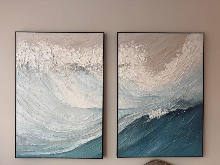 Twee abstracte schilderijen op doek, Antiek en Kunst, Kunst | Schilderijen | Abstract, Ophalen