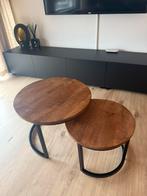 Mango houten salon tafeltjes, Huis en Inrichting, Tafels | Salontafels, Ophalen, 50 tot 100 cm, Rond, Zo goed als nieuw