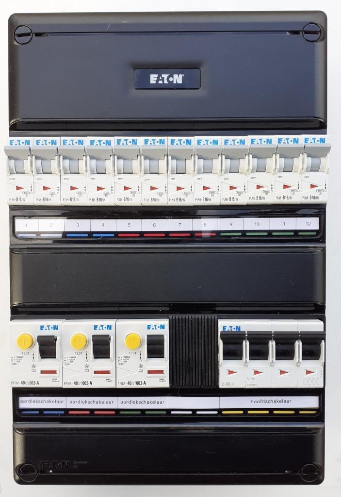 Eaton Holec 12groep meterkast groepenkast stoppenkast 3fase, Doe-het-zelf en Verbouw, Elektra en Kabels, Gebruikt, Overige typen