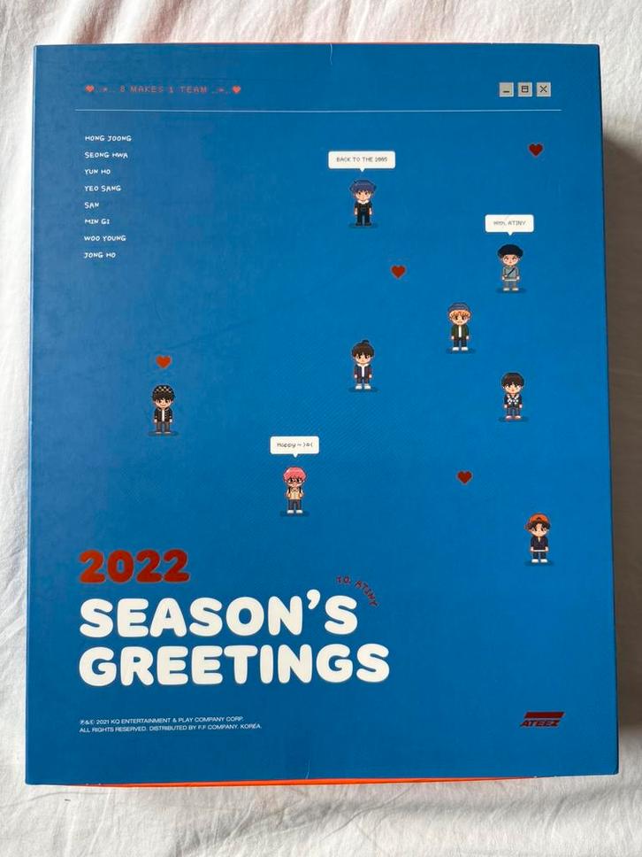 Kpop Ateez Seasons Greetings 2022, Verzamelen, Muziek, Artiesten en Beroemdheden, Zo goed als nieuw, Poster, Artwork of Schilderij