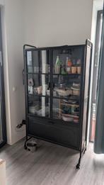 Black Metal Industrial Cabinet with Glass Doors /Vitrinekast, Huis en Inrichting, Ophalen, 25 tot 50 cm