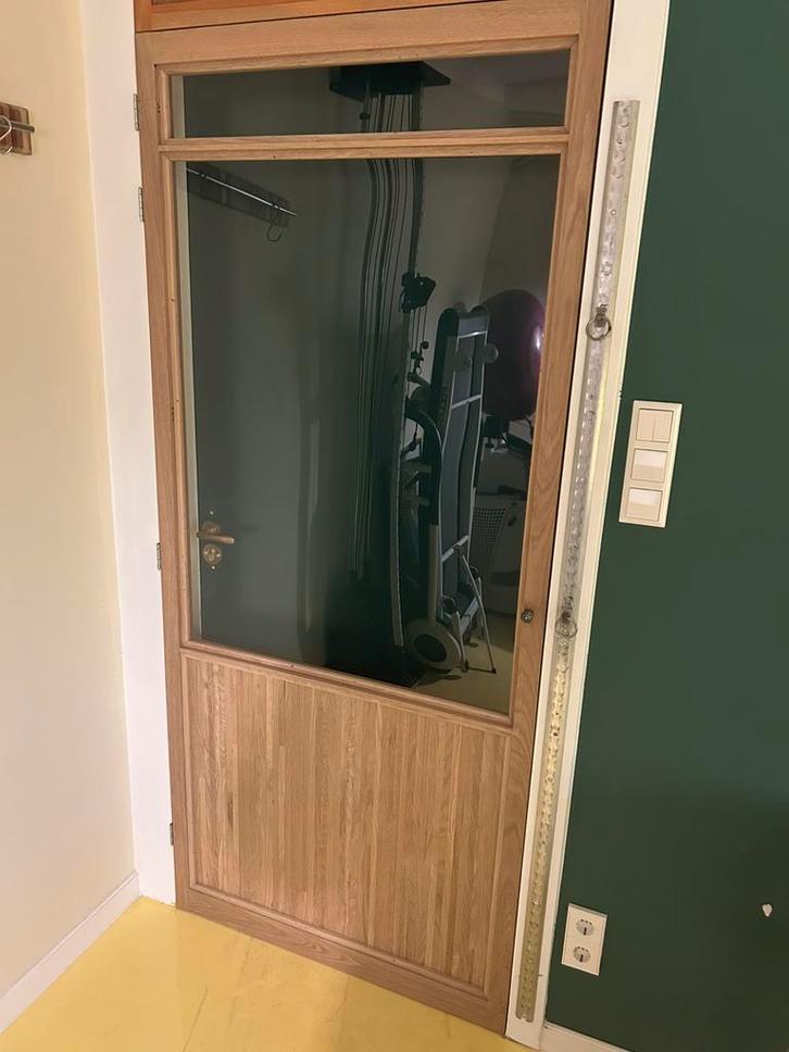 Eiken deur, Doe-het-zelf en Verbouw, Deuren en Horren, Zo goed als nieuw, Binnendeur, 200 tot 215 cm, 80 tot 100 cm, Hout, Schuifdeur