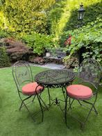 vintage stalen tuintafel met stoelen, Ophalen, Gebruikt, Rond, Metaal