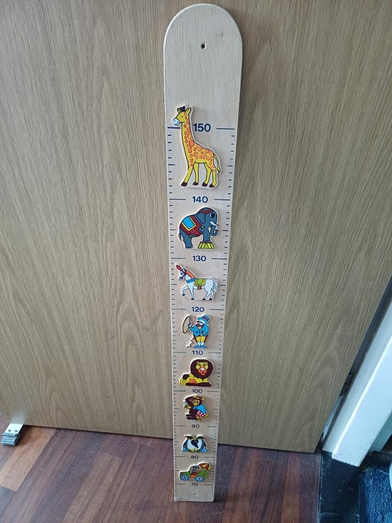 Houten groeimeter met dieren, Ophalen, Zo goed als nieuw, Wanddecoratie