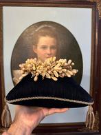 Antieke bruids kussen, blauwe fluweel met zilveren afwerking, Antiek en Kunst, Kunst | Schilderijen | Klassiek, Ophalen of Verzenden