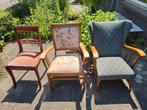 Diverse toffe retro stoelen + fauteuils, retro print, bamboo, Ophalen