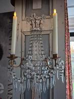 2 antieke kristallen wand kaarshouders, Antiek en Kunst, Ophalen