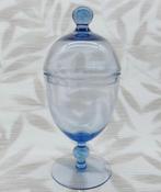 Mooie blauwe bonbonnière van glas, Ophalen of Verzenden