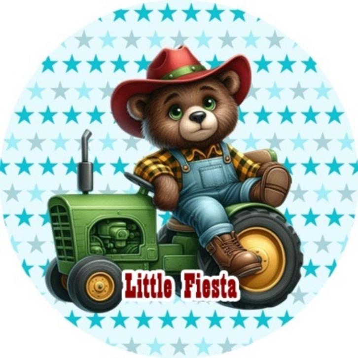 LF9098 ouwel tractor 20x4,7cm eetbare cupcake rondjes vers, Hobby en Vrije tijd, Taarten en Cupcakes maken, Nieuw, Versiering