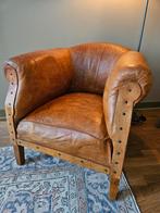 Sfeervolle, doorleefde leren fauteuil – vintage karakterstuk, Huis en Inrichting, Fauteuils, Ophalen of Verzenden, Gebruikt, Leer